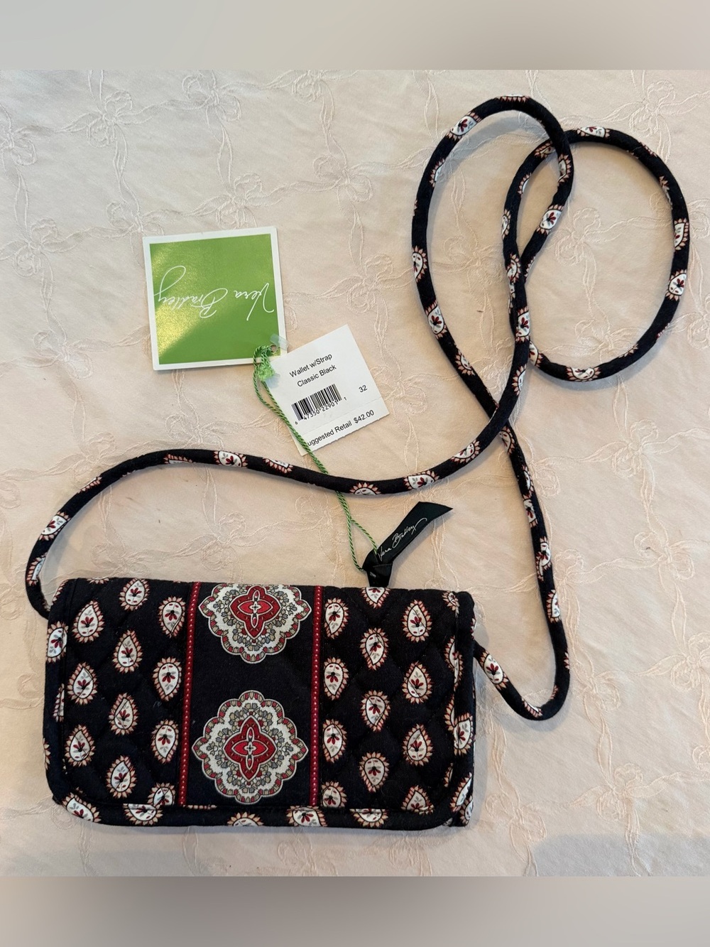 Vera Bradley Wallet with Strap Crossbody - Classic Black NWT